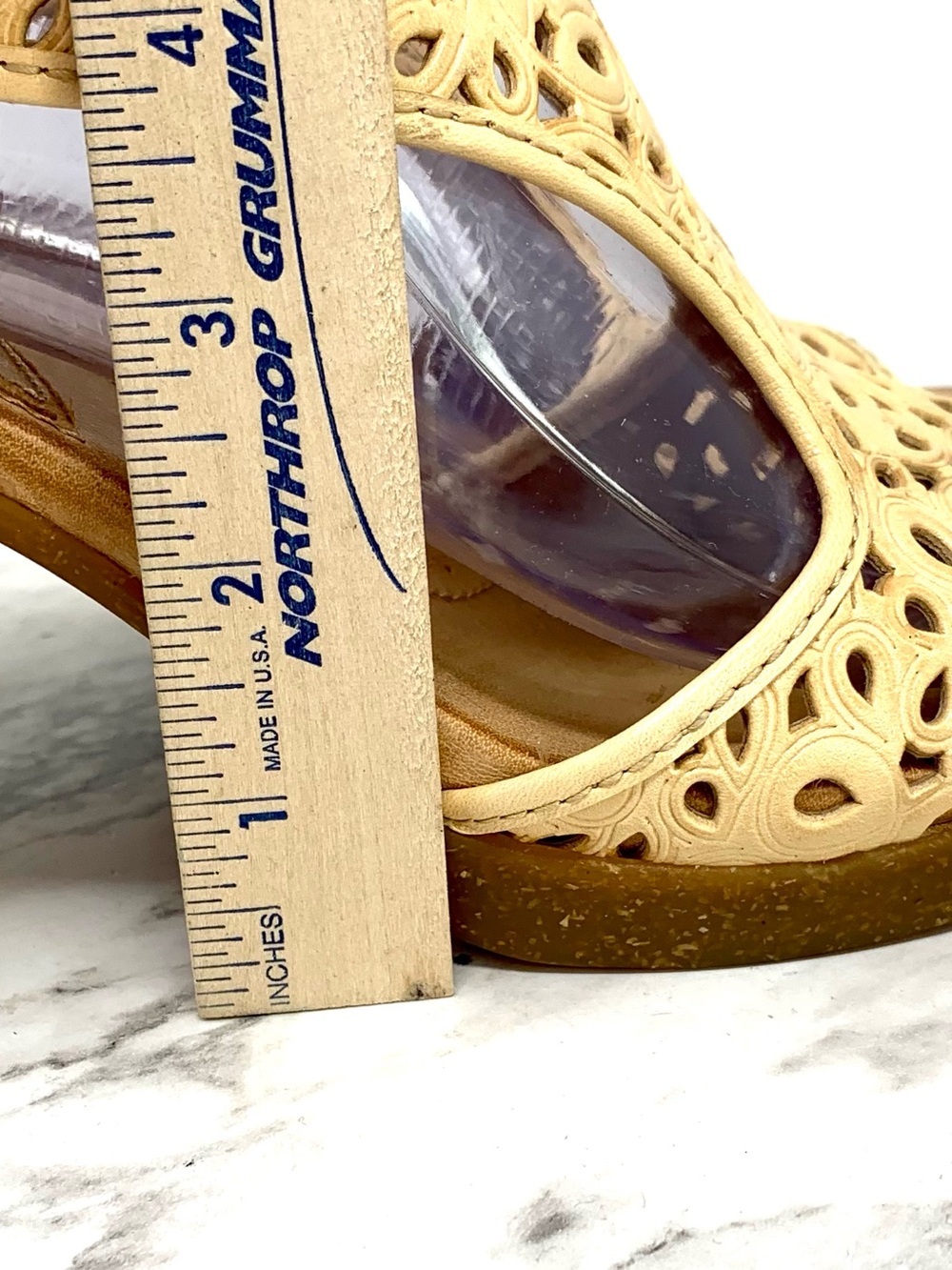 Naya Alpine Laser Cut Tan Leather Slingback Sandal Pumps 8.5 Classic Boho Summer - Picture 14 of 16
